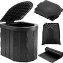 KINSPORY Camping Toilet, Portable Toilet for Adults & Kids, Foldable Potty & Outdoor Emergency Sanitation Products, Trash Can, Stool for Car Truck Camping Travel Hiking Fishing Long Trips (Deep Black)