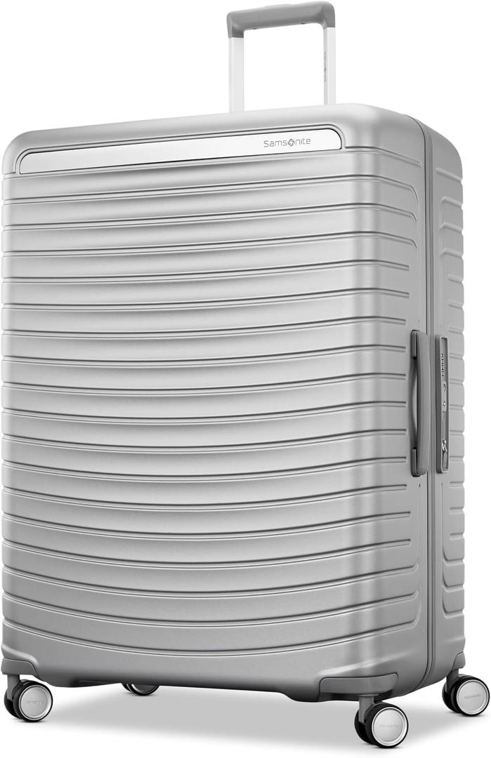 Framelock Max 29 Large Checked Hardshell Zipperless Luggage - Highly Secure Integrated Eazylock Mechanism - RightHeight Adjustable Handle - 360 Spinner Wheels - Airline Approved - Glacial Silver