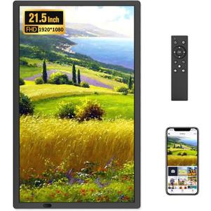 FANGOR 21.5" Large Digital Picture Frame 64GB, WiFi Photo Frame 1920x1080 FHD IPS Display with Remote Control, Auto-Rotate, Wall Mounted, Share Photos/Videos Via Uhale App/USB/SD (No Touch Screen)