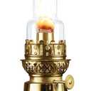Kings County Tools Oil Lamp - 15.5 Decorative Lamp with Antique-Style Glass Body and Brass Accents - Large Kerosene Lantern with Adjustable Wick - Oil Lamps for Indoor Use (Blue)