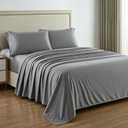 Mayfair Linen 100% Egyptian Cotton Queen Size Sheets - 1000 Thread Count Egyptian Cotton Queen Bed Sheet Set, 4 PC Dark Grey 16" Deep Pocket, Soft Cooling Sateen Weave Ultra Luxury Hotel Bedding Set