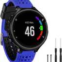 TopPerfekt Band Compatible with Garmin Forerunner 235, Soft Silicone Replacement Watch Band Strap Wristband for 220/230/235/620/630/735XT/235 Lite Smart Watch for Women Men (Blue-Black)