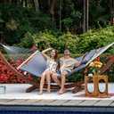 Lazy Daze Hammocks 12 FT Double Quilted Fabric Hammock with Spreader Bar and Detachable Pillow, 2 Person Double for Outside Patio Poolside Backyard Beach, 450lbs Capacity, Gray