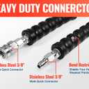 YAMATIC 3/8" Pressure Washer Hose 50FT with Stainless Steel Quick Connector, 5000PSI Rubber Power Washer Replacement Hose, Steel Wire Braided, Compatible with Simpson, Craftsman, Champion