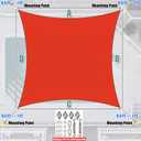 Amgo 12' x 18' Red Rectangle Square Sun Shade Sail Canopy Awning Fabric Mesh AGSLR, 95% UV Blockage, Water & Air Permeable, 200GSM Heavy Duty Commercial and Residential