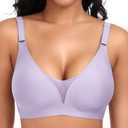 Womens Seamless Deep V Bras No Underwire Comfort Push Up Mesh Bras Lace Wireless Bralette Everyday BraPink,M (Pink, M)