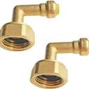 HQMPC Pushfit 90 Degree Dishwasher Elbow, 2Pcs 1/4 Inch x 3/4 Inch Female Hose Thread No Lead Brass Fittings Push to Connect PEX, Copper, CPVC, PE-RT