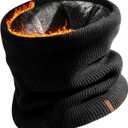 FURTALK Winter Neck Warmer Men Ski Neck Gaiter Scarf For Men Women Thick Warm Fleece Windproof Scarves (Black)