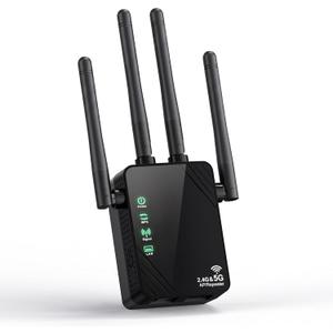 WiFi Extender Signal Booster for Home and Outdoor, Dual Band 1200Mbps Internet Extender WiFi Booster Up to 12888 Sq.ft Coverage and 105 Devices, WiFi Repeater with Ethernet Port, Easy Setup