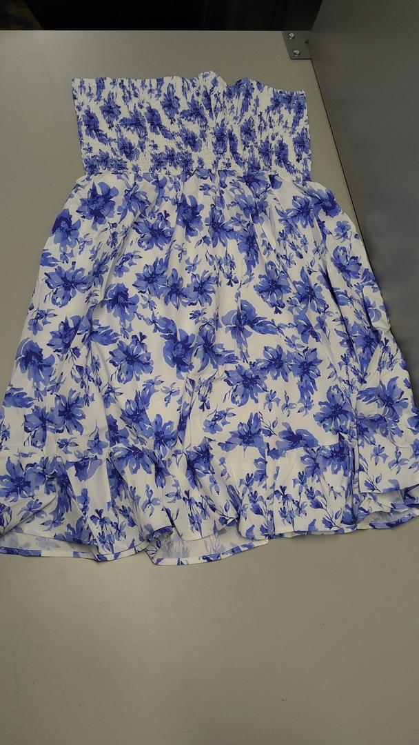 CHICGAL Summer Dresses for Women Beach Cover Ups Strapless Boho Floral Print Sundress, L