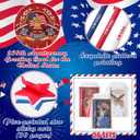 36 Set Patriotic 250th Anniversary Veterans Appreciation Gifts Bulk Independence Day Memorial Day Team Gift Ballpoint Pen, 4th of July Sticky Notes, Greeting Card for Army Party Thank You Gifts