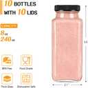 TUZAZO 10 Pack 8 Oz Glass Juice Bottles with Lids, Reusable Travel Drinking Jars Containers for Juicing, Smoothies, Kombucha, Milk, Coffee with Brush, Straws, and Lids with Hole
