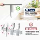 Dmore magnetic knife holder for wallwith 10 hooks, No Drilling 17 Inch black knife magnetic strip, Extra Strong Magnet knife rack, include Adhesive Tape and screws for Knives and Tools