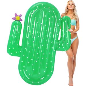 Giant Cactus Pool Floats 65 x 50 x 6.3 in Inflatable Jumbo Cactus Water Floats for Adults Large Pool Swimming Raft Green Lounge for Summer Beach Party