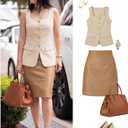 ZESICA 2026 Summer Casual Sleeveless Suit Vest for Women Square Neck Button Down Work Business Blazer Vests Waistcoat