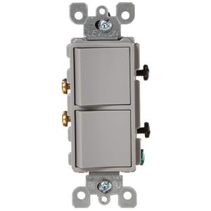 Leviton 15 Amp, 120/277 Volt, Decora Single-Pole, AC Combination Switch, Commercial Grade, Grounding, 5634-GY, Gray