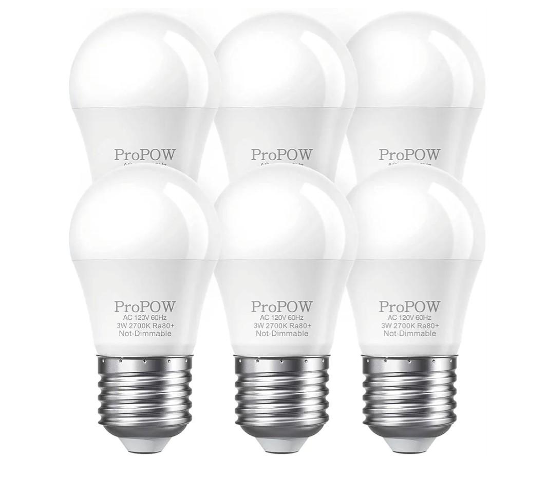 25 Watt Light Bulbs Equivalent, A15 E26 3W LED Bulb Soft White 2700K Low Watt Light Bulbs for Home Bedroom, Table Lamp Bulb (6 Pack)