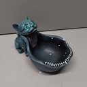 Cat Candy Bowl Cheshire Cat Statue Large Candy Dish for Office Desk Key Bowl for Entryway Table Indoor Planter Decorative Bowls for Home Big Mouth Cat Gifts (Blue)