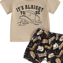Western Toddler Baby Boy Clothes It's Alright To Be Little Bitty Shirt Top Cowboy Hat Print Shorts Set Country Outfit, 12-18 M, Cof