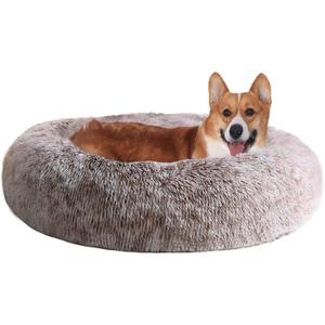 JOLLYVOGUE Dog & Cat Bed, Calming Anti-Anxiety Pet Bed for Small Dogs, Fluffy Donut Cushion for Small and Medium Pets (23")