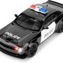 Police Car Model 1:22 Dodge Challenger SRT Hellcat Toy Diecast Collectible Toy with Lights and Sounds Decoration Model Car Toy Gift for Kids 3+