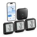 X-Sense WiFi Thermometer Indoor Hygrometer, Digital Temperature Sensor with App Notification Alerts, Temperature Humidity for Room, Data Storage Export at No Charge, 3 Sensors & 1 Base Station, Black