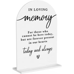 In Loving Memory Acrylic Wedding Sign Memory Table Sign for Wedding Wedding Signs for Ceremony Modern Calligraphy Arch Acrylic Table Top Sign for Wedding Reception and Event Party Table(white)