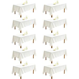 WIGENIUS 10 Pack White Table Cloth Rectangle 60X126 Inch Tablecloth Fit 8FT