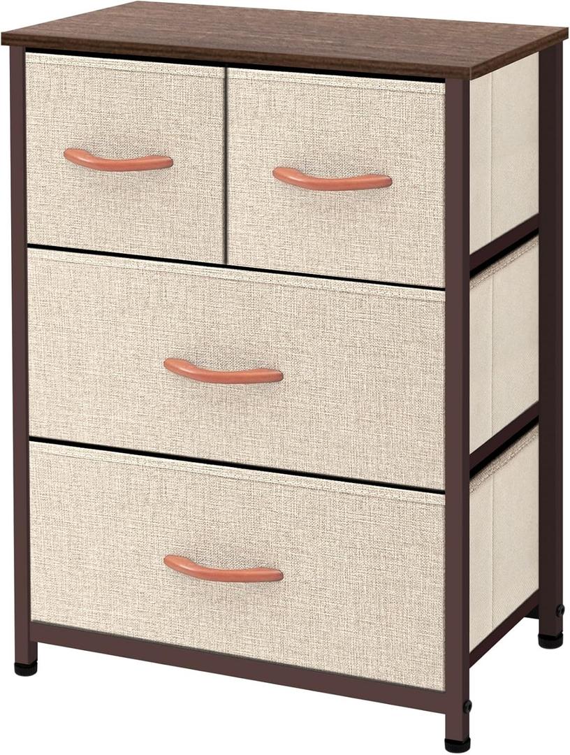 AZL1 Life Concept Dresser Storage Furniture Organizer-Large Standing Chest for Bedroom, Office, Entryway, Living Room and Closet-4 Removable Fabric Drawers, Beige