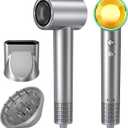 Hair Dryer, 150,000 RPM Brushless Motor, Ultra-Fast Drying with 3 Heat Settings & LED Lights, High-Speed Ionic Blow Dryer, Low Noise Lightweight with Diffuser & Nozzle for Home, Salon, Travel (Pink)