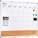 Comix Dry Erase Calendar Whiteboard Corkboard Combo, 36 * 24 inch Monthly Calendar and Bulletin Board Combination for Wall, Aluminum Frame Planner with Dry Erase Markers, Magnets, Push Pins