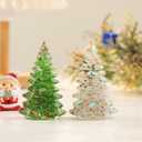 Holiday Christmas Tree Figurine Crystal Christmas Tree Decoration Xmas Ornament for Fireplace Tabletop Centerpiece with Gift Box (Green Glass)