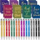 Funrous 32 Pcs Motivational Quote Pens Inspirational Notepads Mini Journal with Ballpoint Pen Small Notebooks Gift for Men Women Coworker Adult Party Favors Prize Teacher Student Office(Simple)