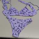 ZAFUL Women's Underwire Bikini Floral High Cut Bikini Set V-Wired Two Piece Swimsuit Bathing Suit (1-light Purple) Small