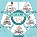 5-in-1 Baby Walker for Boys and Girls Music and Lights 6-18 Months, Foldable Baby Walkers with 5 Adjustable Heights, Infant Toddler Walker with Wheels and Combo PortableGrey