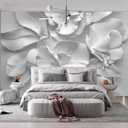 WFBHUA-Gray Peony Floral Wallpaper Peel and Stick Large Self Adhesive Wall Mural for Bedroom 137"x100"