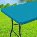 Spandex 6 Foot Rectangle Table Cloth, Elastic Fitted Tablecloths for Picnic, Stretch Washable Patio Table Cover for Outdoor, Camping, Banquet and Parties (Turquoise, 30"x72")