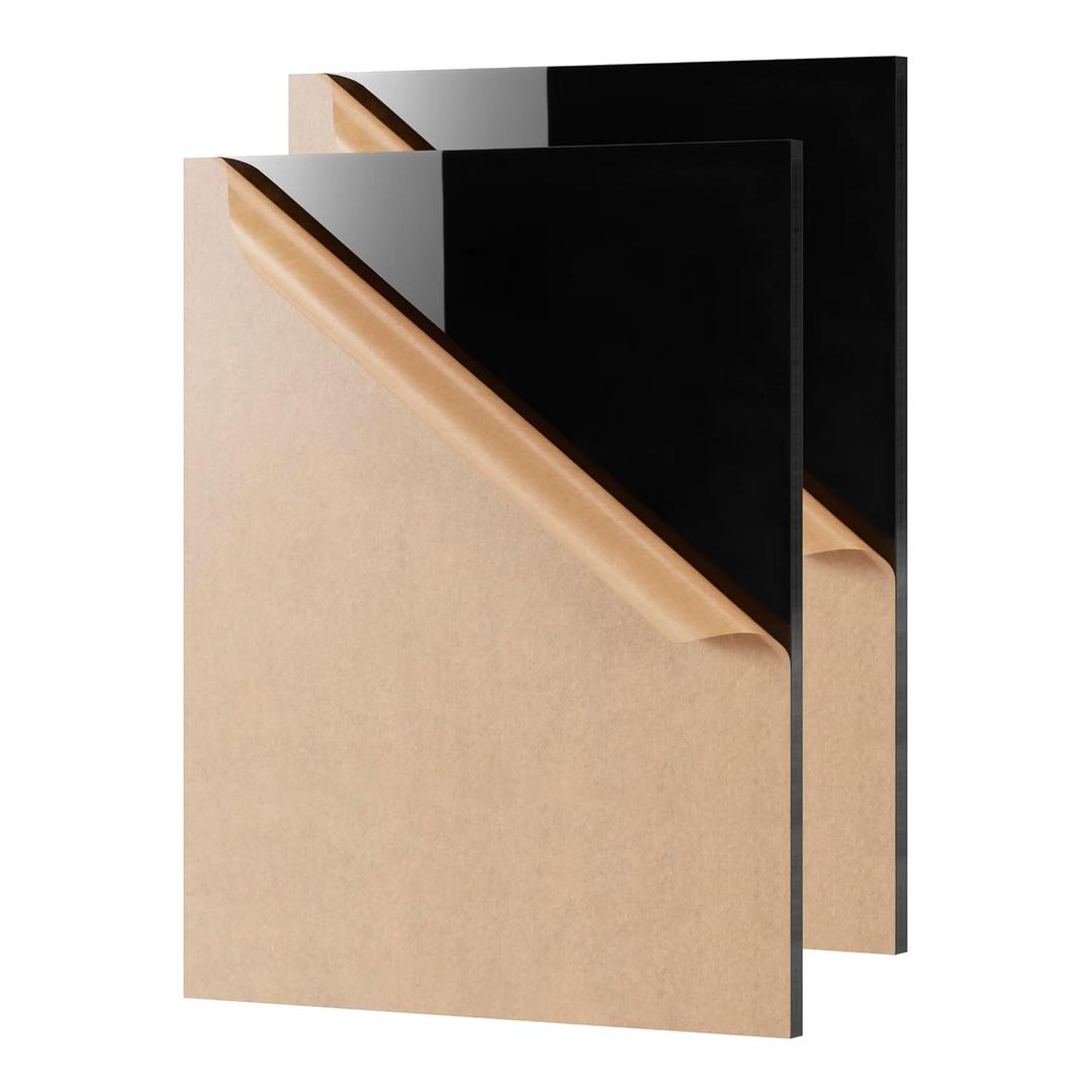 KAITELA 12" x 16" Opaque Black Cast Acrylic Sheet 1/4" Thick (6mm), 2 Pack