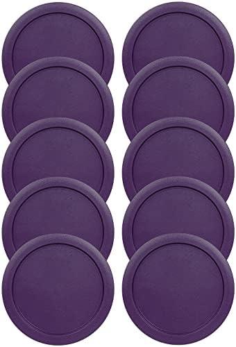 Replacement Lids fits Pyrex 2-Cup Glass Food Storage Container Bowls, 5-Inch Plastic Round Lids Covers for Pyrex 7200-PC, Airtight & Leakproof (10-Pack, Purple)