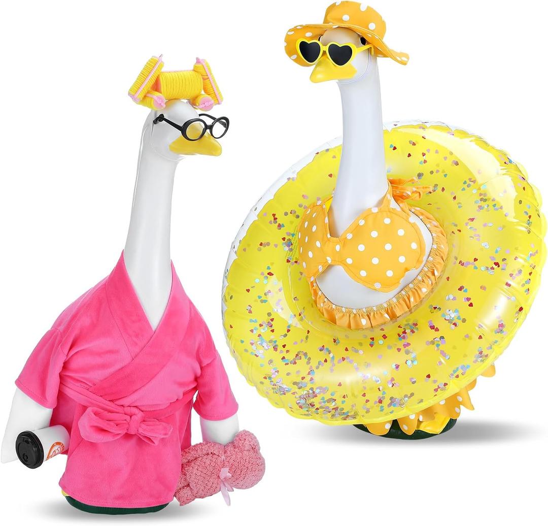 Booson Summer Goose Outfit for 23 in Porch Goose Statue, Yard Lawn Decor
