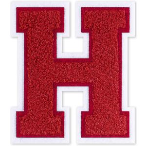 2 x 6-1/2" Varsity Letter Patches Red Iron On Letters Letterman Jacket Patches Chenille Large Iron On Letters for Clothing Jacket/Hoodie/Varsity H