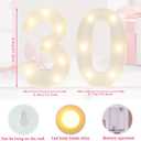LED 30 Light Up Marquee Number, 30th Birthday Decorations for Her Him, Warm White Small 30 Table Number Light for Birthday Gifts, Wedding, Anniversary, Party, Home Decor