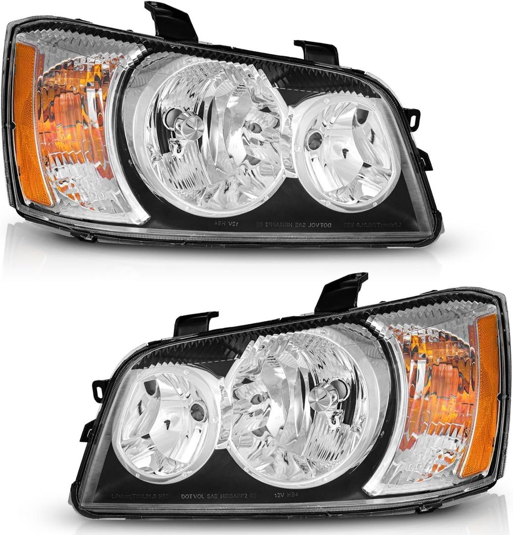 Headlights Assembly for 2001-2003 Toyota Highlander Sport Utility Halogen Headlamp Replacement, High/Low Beam W/Bulbs, Driver & Passenger Side
