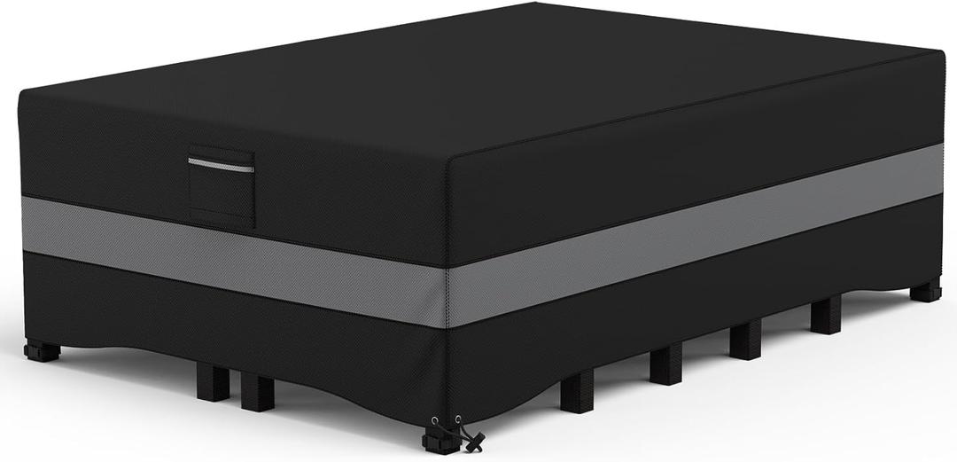 Gorpche Patio Furniture Set - Waterproof, Heavy Duty Outdoor Couch & Sectional Sofa Cover - Table & Chair Cover - Curved, 90" L x 62" D x 28" H, Grey & Black