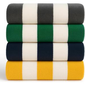 Salt Earth Cotton Family Beach Towel (Pack of 4, 30"x60") - Oversized Beach Cabana Striped Towels - Quick Dry & Absorbent Towels for Bathroom, Travel, Pool, Bath, Vacation, Home, Swim (Multi Color)