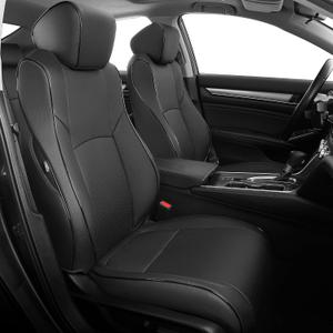 AOMSAZTO Custom Fit Car Seat Covers for Honda Accord: 2018 2019 2020 2021 2022 EX-L,Touring,Sport,EX,Hybrid - Faux Leather Accord Seat Covers Full Set Black (Removable Rear Seat Headrest)
