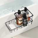 Rustproof Hanging Shower Caddy for Bathtub, Stainless Steel Shower Caddy for Tub Side, Hanging Shower Organizer Basket for Shampoo, Conditioner, Soap & Bath Accessories, Easy Install, Matte Black