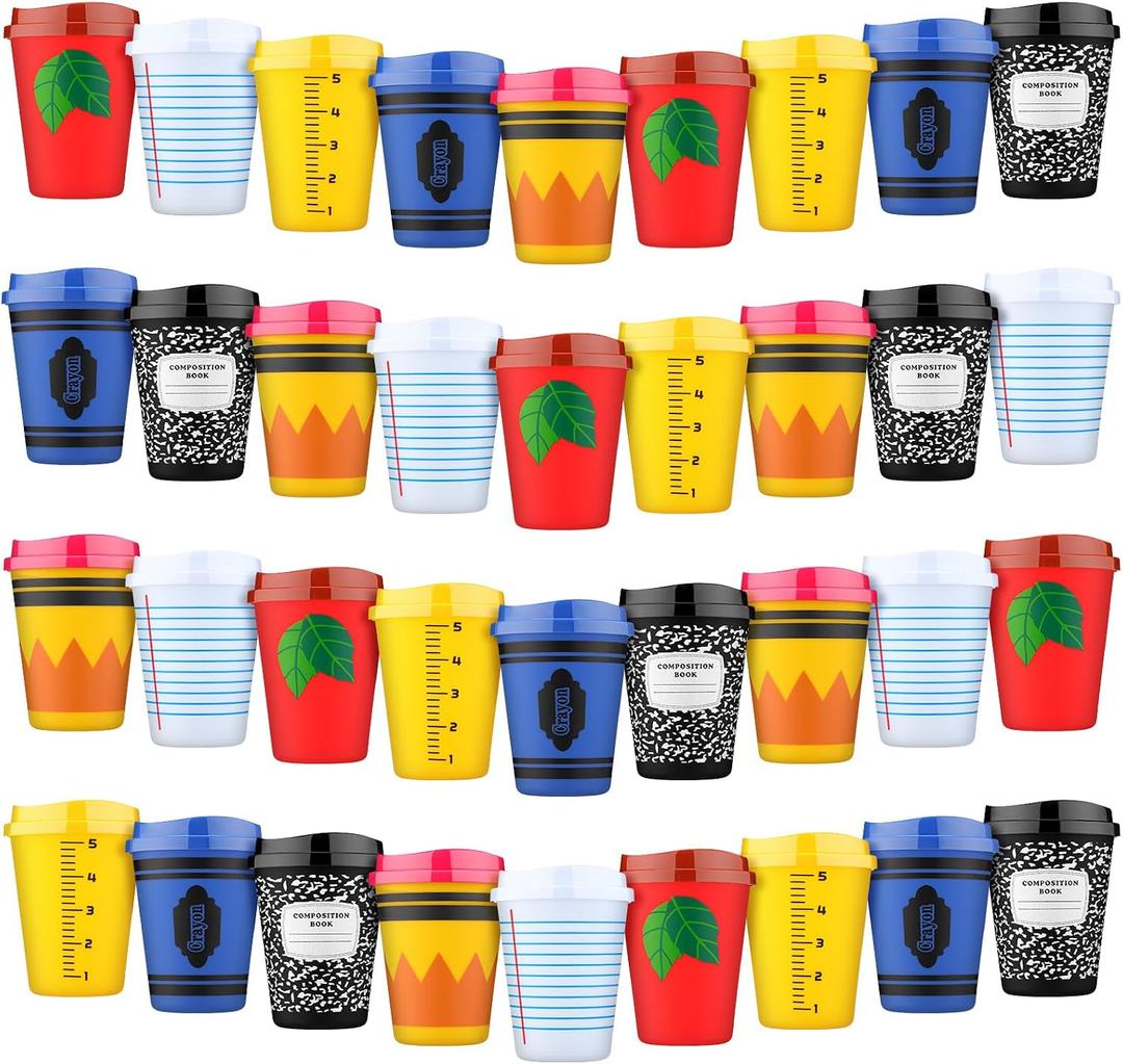 Skylety 36 Pcs Teacher Appreciation Cups Gifts Teacher Gifts in Bulk 12oz Appreciation Tumblers Reusable Plastic Coffee Cups with Lids