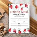 Set of 25 Baby Shower Invitations with Envelopes, Diaper Raffle Tickets and Baby Shower Book Request Cards, Berry sweet