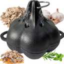 Cast Iron Smoker Roaster & Garlic Roster Baker, Smoker Box, Pre-Seasoned Cast Iron Garlic Roaster for Grill, Perfect for BBQ and Oven, for Smoky, Flavorful Vegetables, Meats or Wood Chips